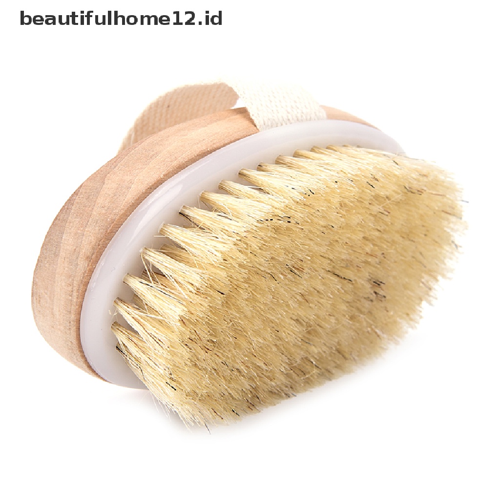 【beautifulhome12.id】 New 1pc dry skin body natural bristle brush soft spa brush bath massager home .