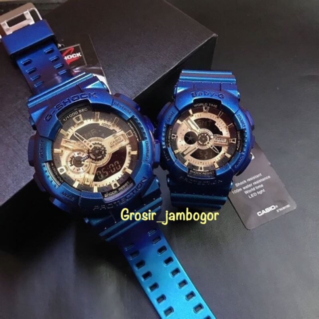 Original JAM TANGAN NEW G SHOCK GA110 COUPLE MOTIF HITAM LIST GOLD Premium Kekinian