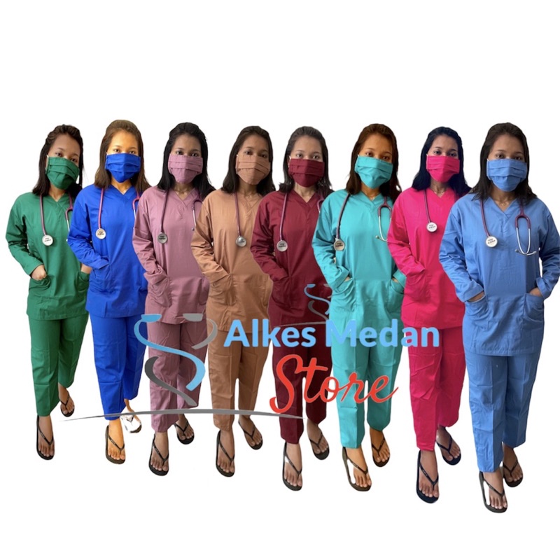 baju oka /baju Ok /baju jaga /baju ok /baju jaga perawat /baju scrub medis /baju medis /baju perawat /baju dokter / Baju OKA Lengan Panjang