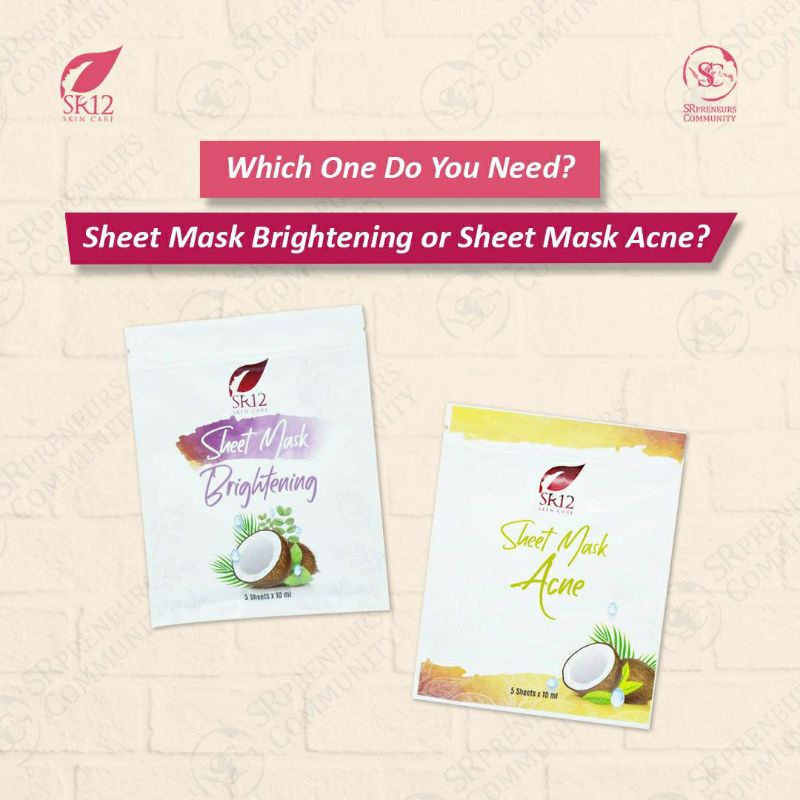 SHEET MASK BRIGHTENING MASKER WAJAH MENCERAHKAN SR12 BPOM DAN HALAL