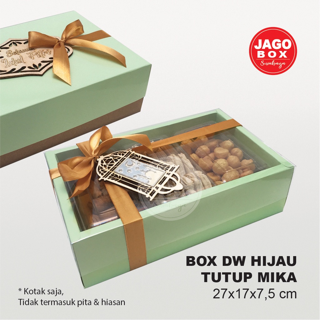 Box DW Kue Kering Souvenir Ivory Warna + Tutup Mika 25x15x7.5 cm (uk.dalam)