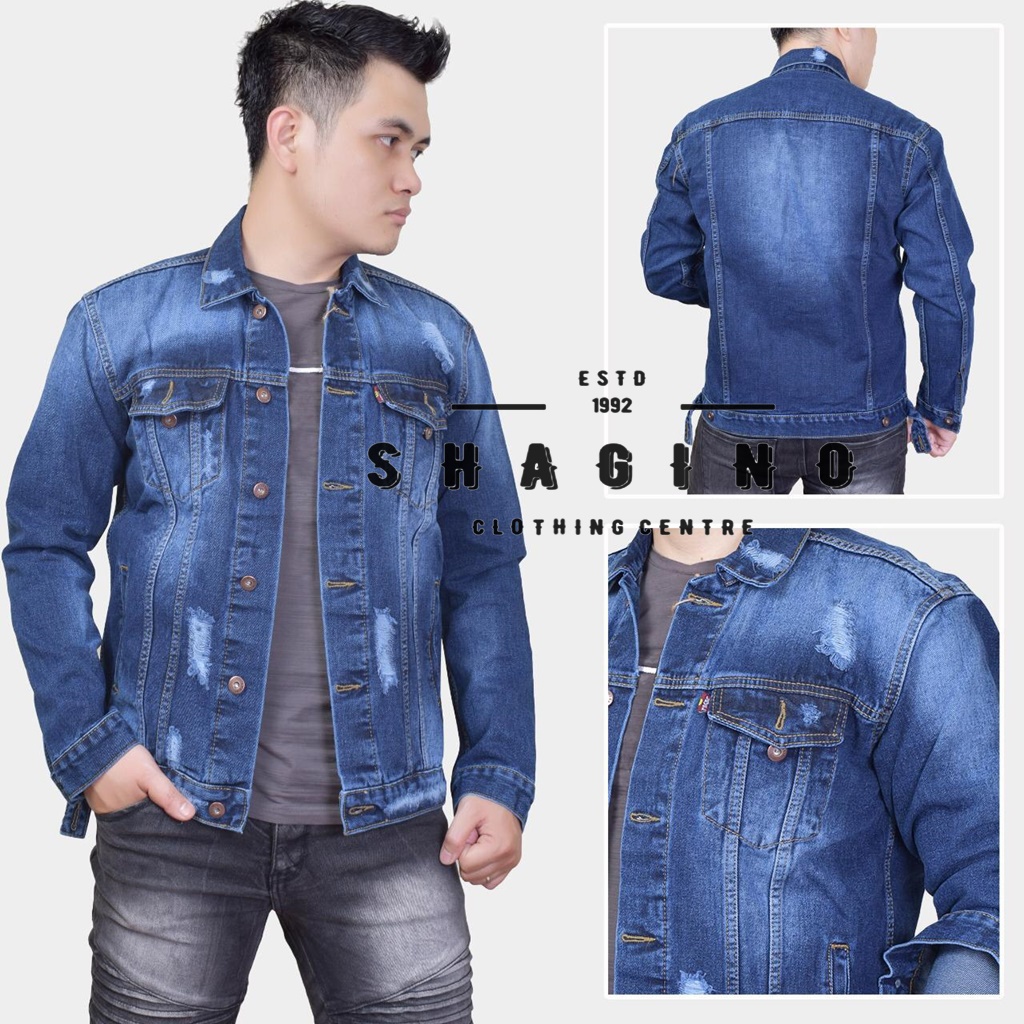 Shagino | Jaket Pria Terbaru / Jaket Jeans Pria / Jaket Jeans Pria Sobek / Jaket Jeans Pria Original