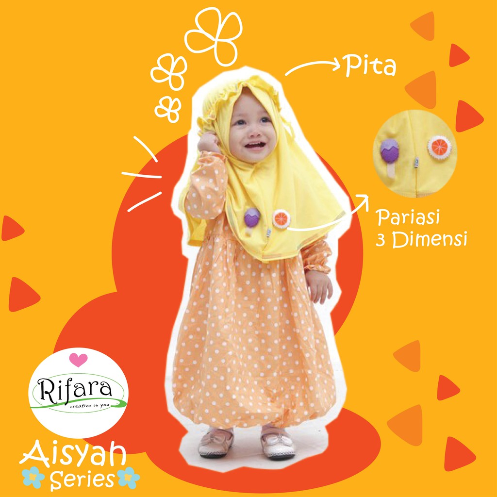 Jilbab Anak RIFARA AISYAH ( Size XS, S dan M), Jilbab Toping, Jilbab Unik