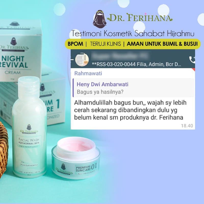 Premium Suncare 1 dr. Ferihana Cosmetics &amp; Skincare Krim Siang atau Sunblock Sunscreen Murah dengan SPF 33 yang Bisa Digunakan untuk Kulit Normal Kombinasi Berminyak Dan Jerawat Ringan BPOM LPPOM HALAL MUI