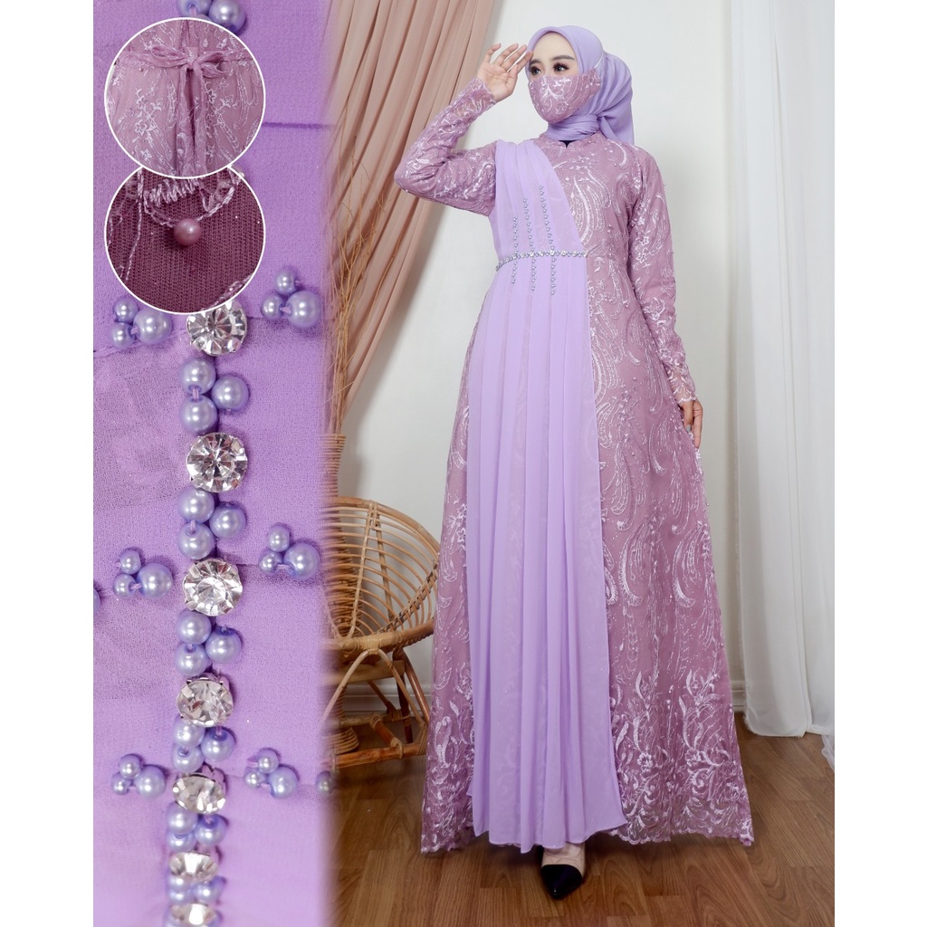 Kadai.baju / Gamis pesta / Gamis tulle brukat / Gamis jumbo brukat / Maxi dress Size M L XL XXL