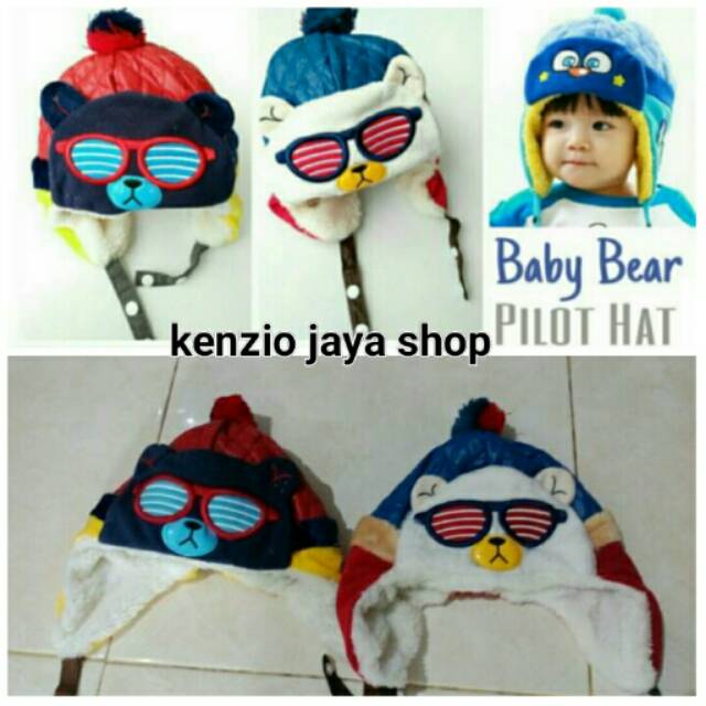 Topi anak model baby bear pilot hat