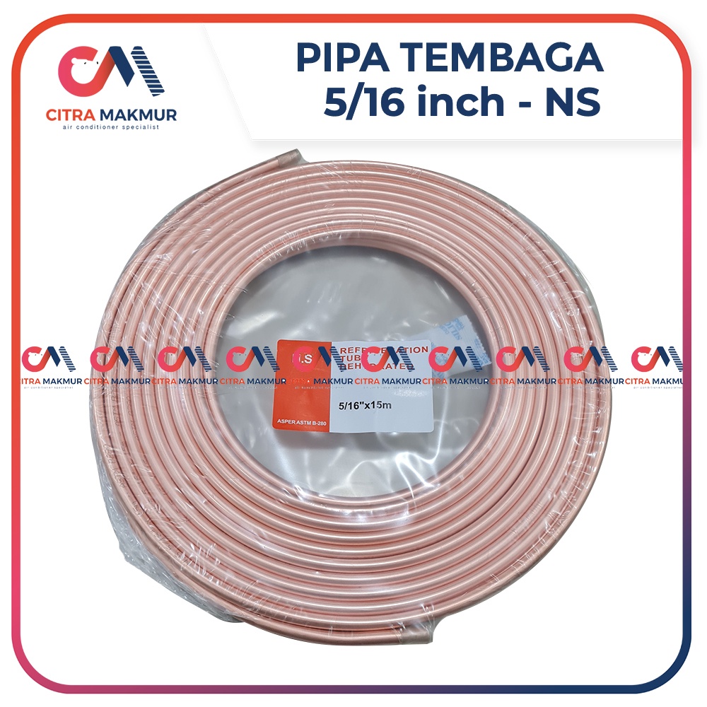 Pipa Tembaga Kulkas 5/16 inci per meter meteran 7,5 mm Las Freezer Oksigen NS Nippon Steel ASTM inch