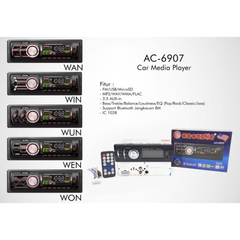 Tape mobil ACOUSTIC AC.6907 BT USB/mmc car audio stereo bluetooth