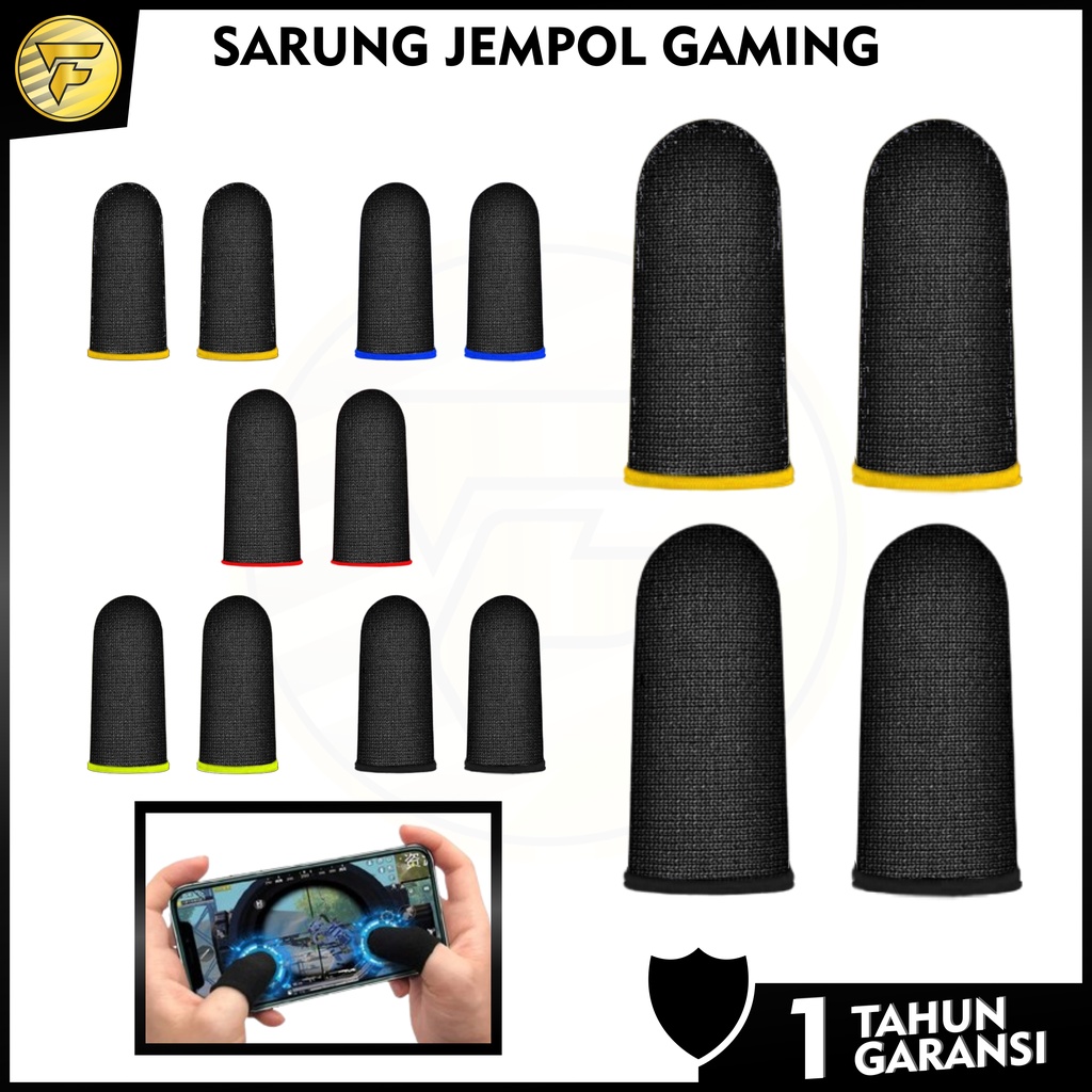 TELEFINGER ISI 2pcs Sarung jempol jari Gaming Anti Basah Keringat PUBG MOBILE LAGEND FREE FIRE