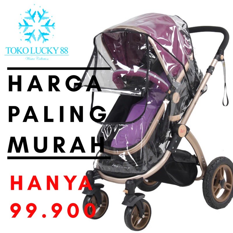 IMPORT Stroller Cover Penutup Pelindung Kereta Bayi Anti Hujan Salju Air Virus Stroller Cover Plastik mika Transparant