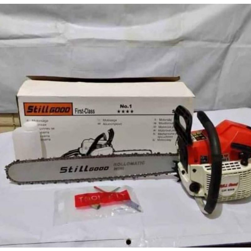 Mesin chain saw  gergaji kayu still good 22in bar laser, senso gergaji kayu