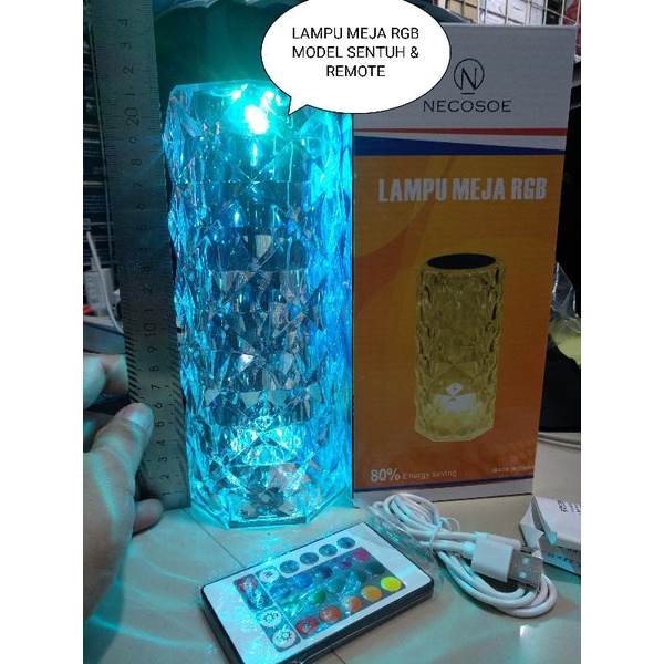 LAMPU MEJA CRISTAL RGB  ON OFF SENTUH &amp; REMOTE