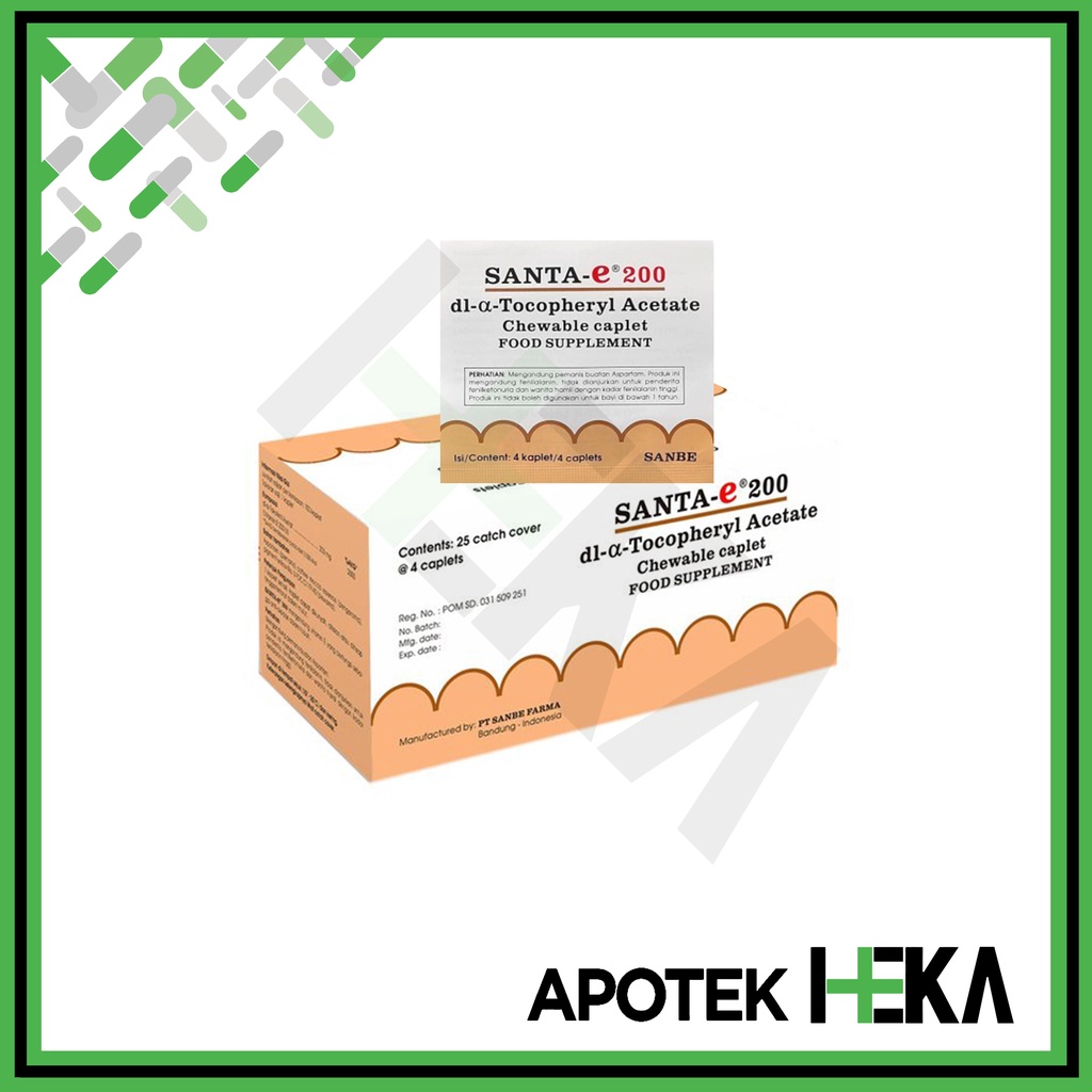 Santa E 200 IU Kaplet Box isi 25x4 Tablet - Suplemen Vitamin E (SEMARANG)