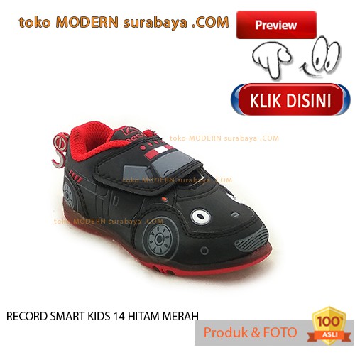 RECORD SMART KIDS 14 HITAM MERAH sepatu karakter anak