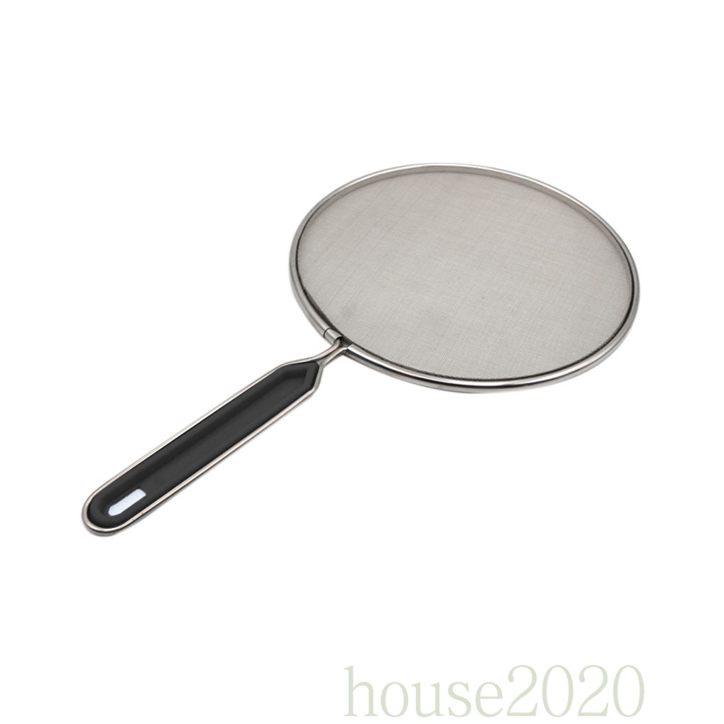 [HOUSE2020]Grease Splatter Screen Guard for Frying Pan Stainless Steel Flat Oil Net Splash Cover Skillet Lid, 25cm