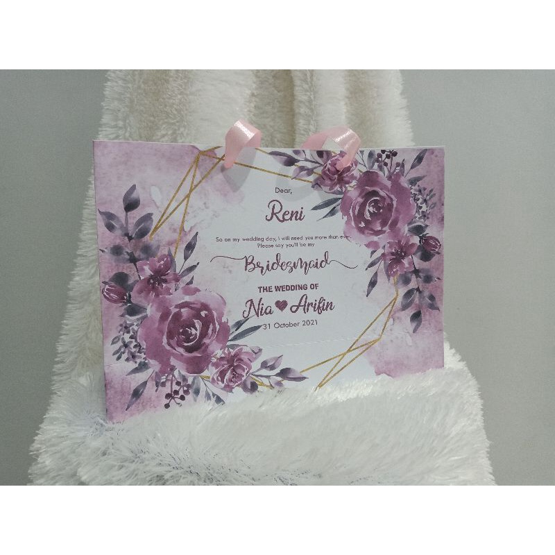 

PaperBag Bridesmaid 24x17x7cm / Goodie bag / Tas ulang tahun hajatan Idul Fitri Tas kertas packaging olshop custom lanscape