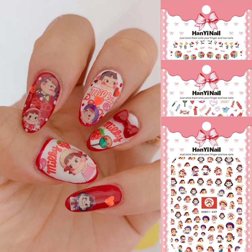 AUGUSTINA Agustin 3D Stiker Nail Art Lucu Duffy Bear Sun Flower Aplikasi DIY Dekorasi Nail Art