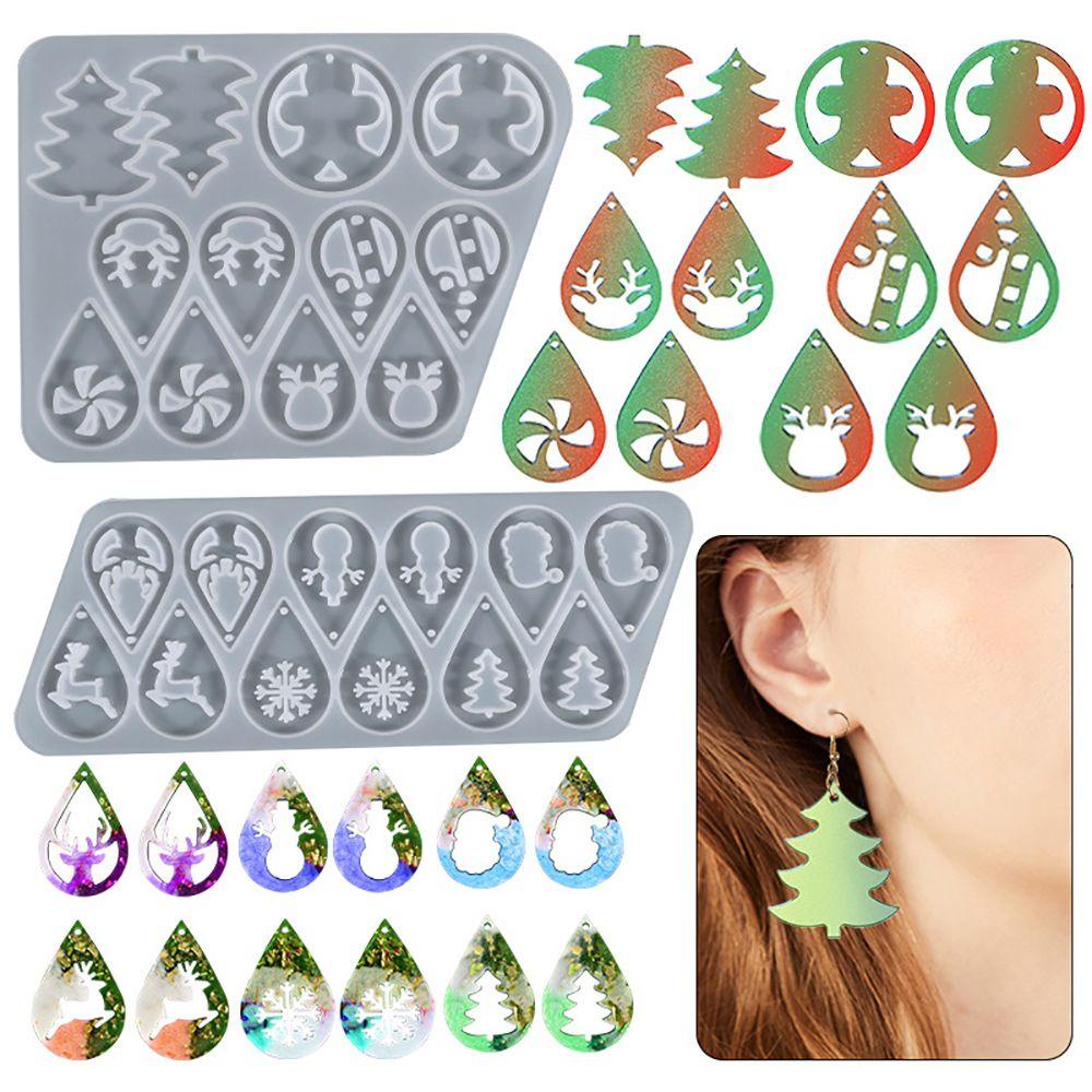 Solighter Anting Cetakan Silikon Casting Liontin Elk Snowflake Snowman Ear Studs
