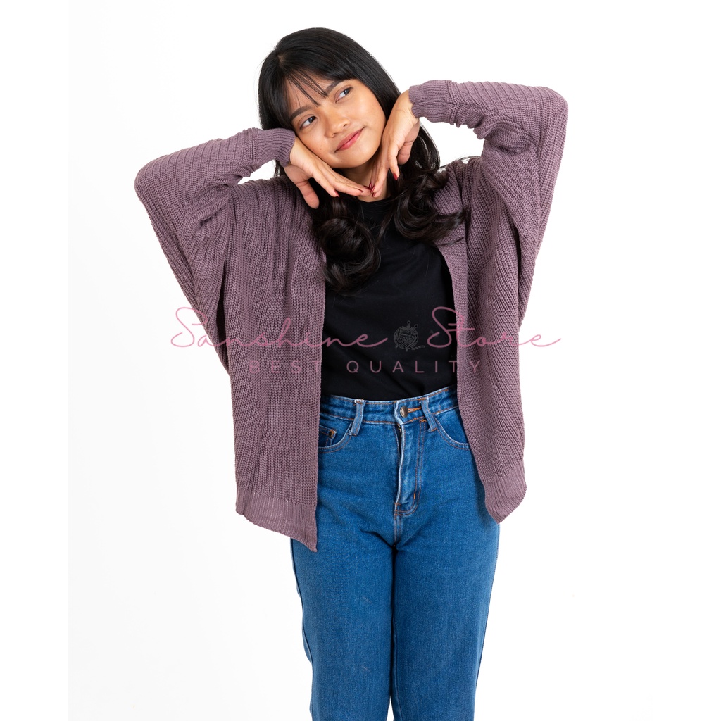 Cardigan Batwing Rajut Ovesize 7 Gauge Lembut Tebal