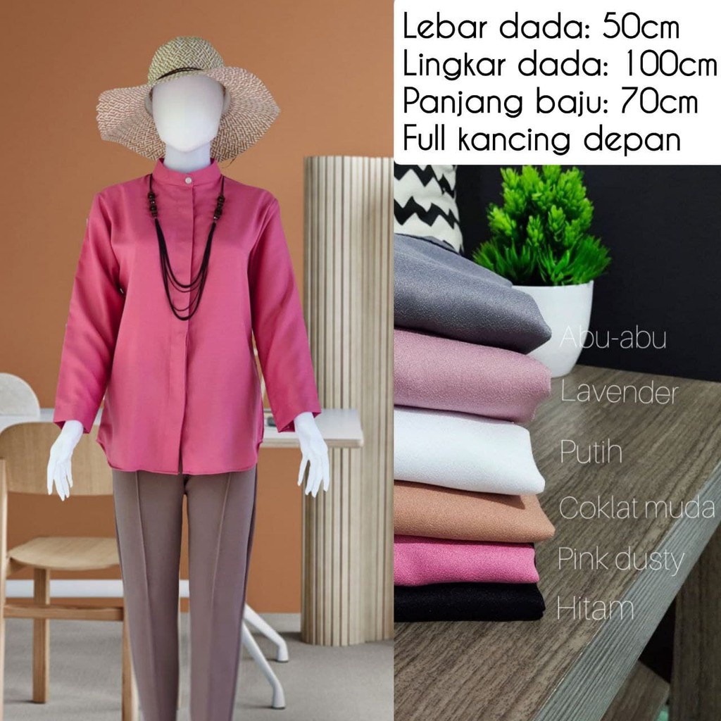 TM 02- COD Kemeja wanita hem atasan remaja cewek L ld 100cm panjang muslim remaja kancing murah