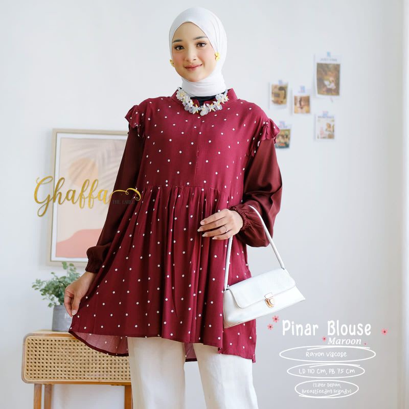 PINAR BLOUSE BY GHAFFA THE LABEL / BLOUSE MOTIF WANITA MUSLIMAH / Rayon viscose ld110