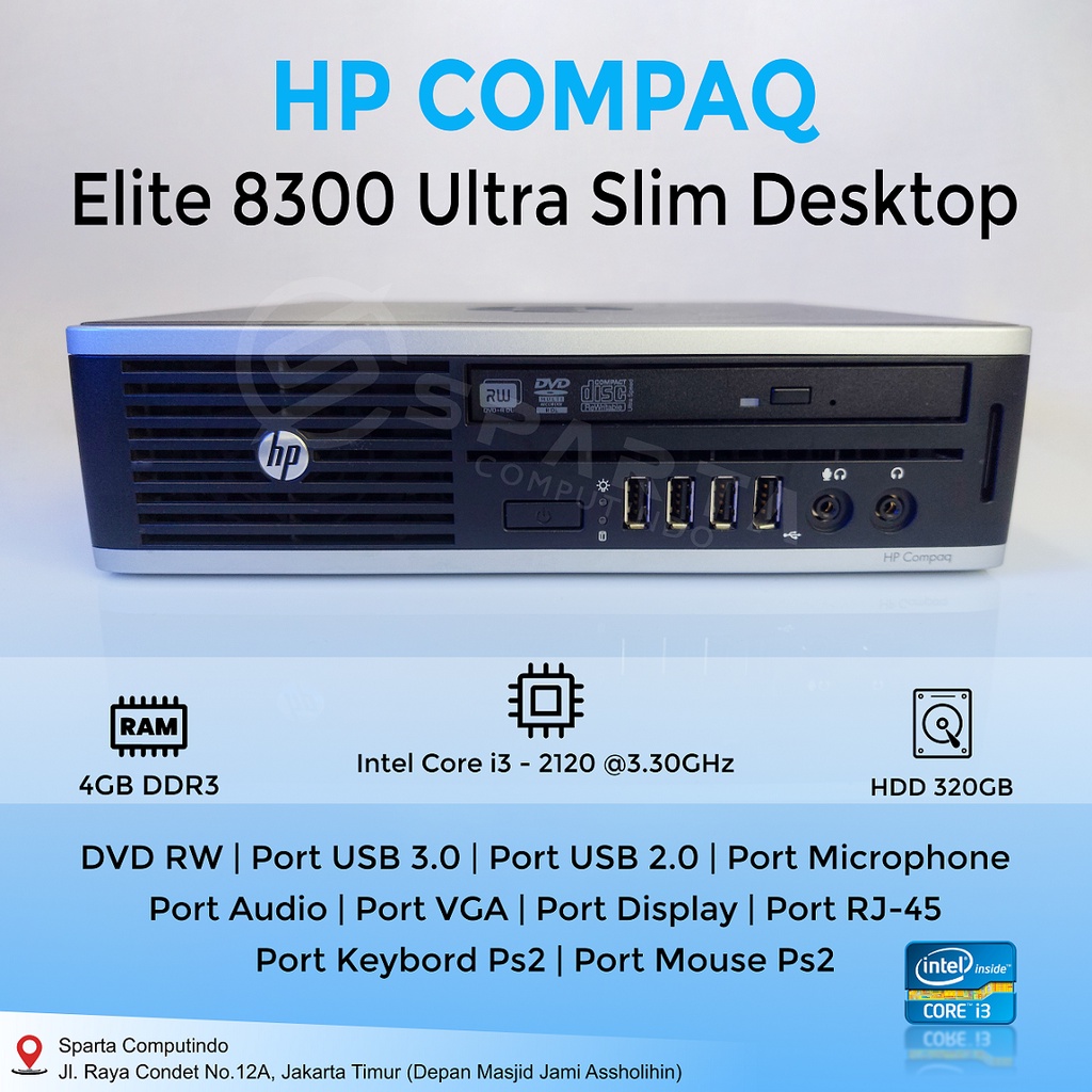 PC Hp Compaq Elite 8300 Ultra Slim Desktop Core i3 Gen 2 Ram 4GB HDD 320GB Murah dan Bergaransi