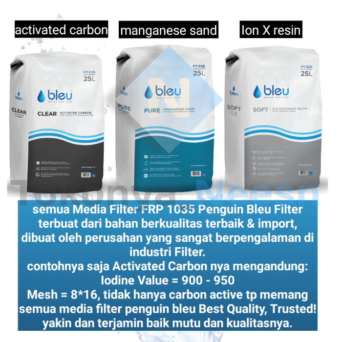 Paketan filter air sumur FRP 1035 mangan + mangan + carbon manual all in