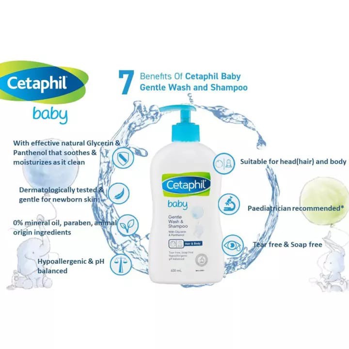 Cetaphil Gentle Wash &amp; Shampoo - 400ml [Glycerin &amp; Panthenol]