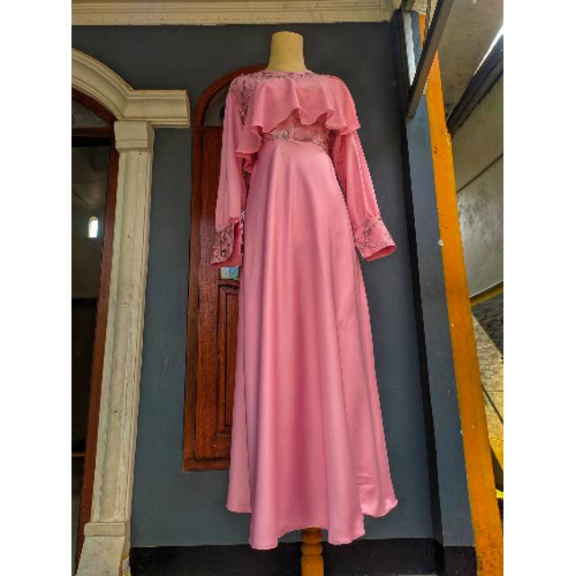 Gamis pesta brukat mix sifon