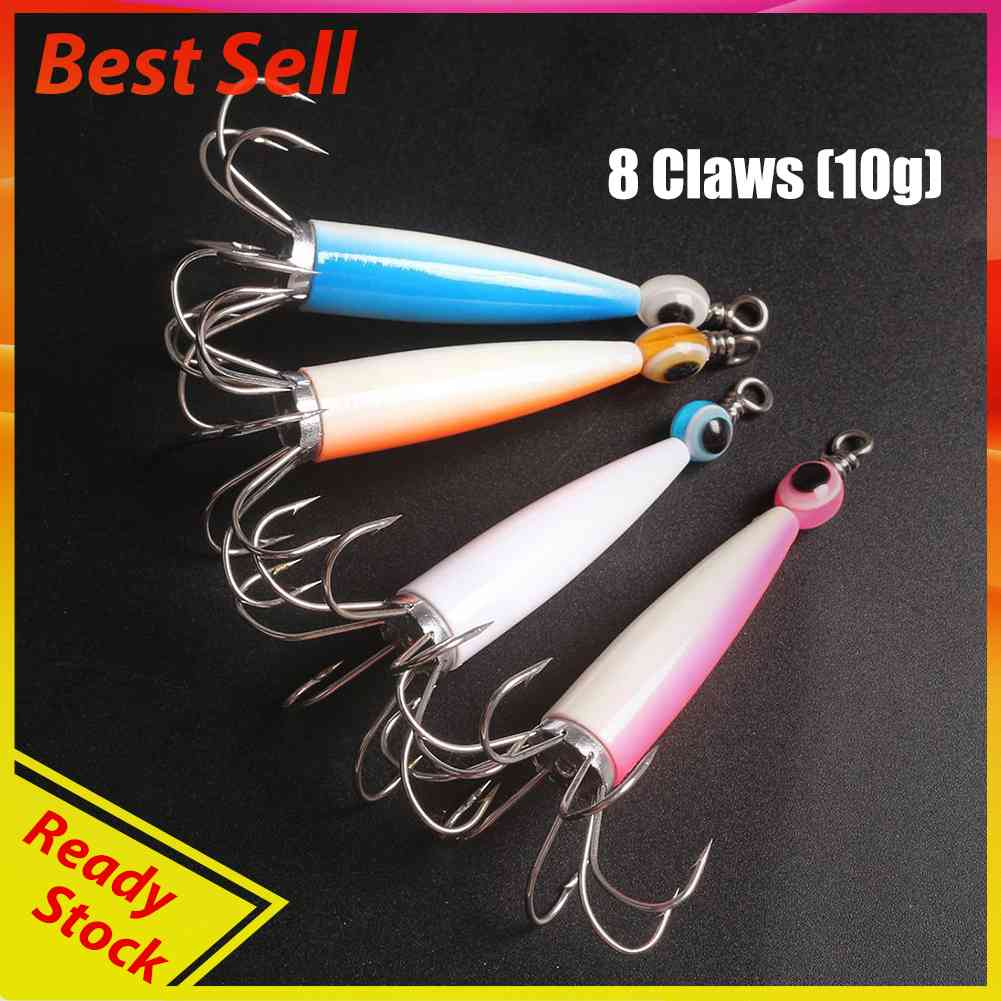 Umpan Pancing Hard Bait Bentuk Cumi-Cumi Menyala Dengan Kail