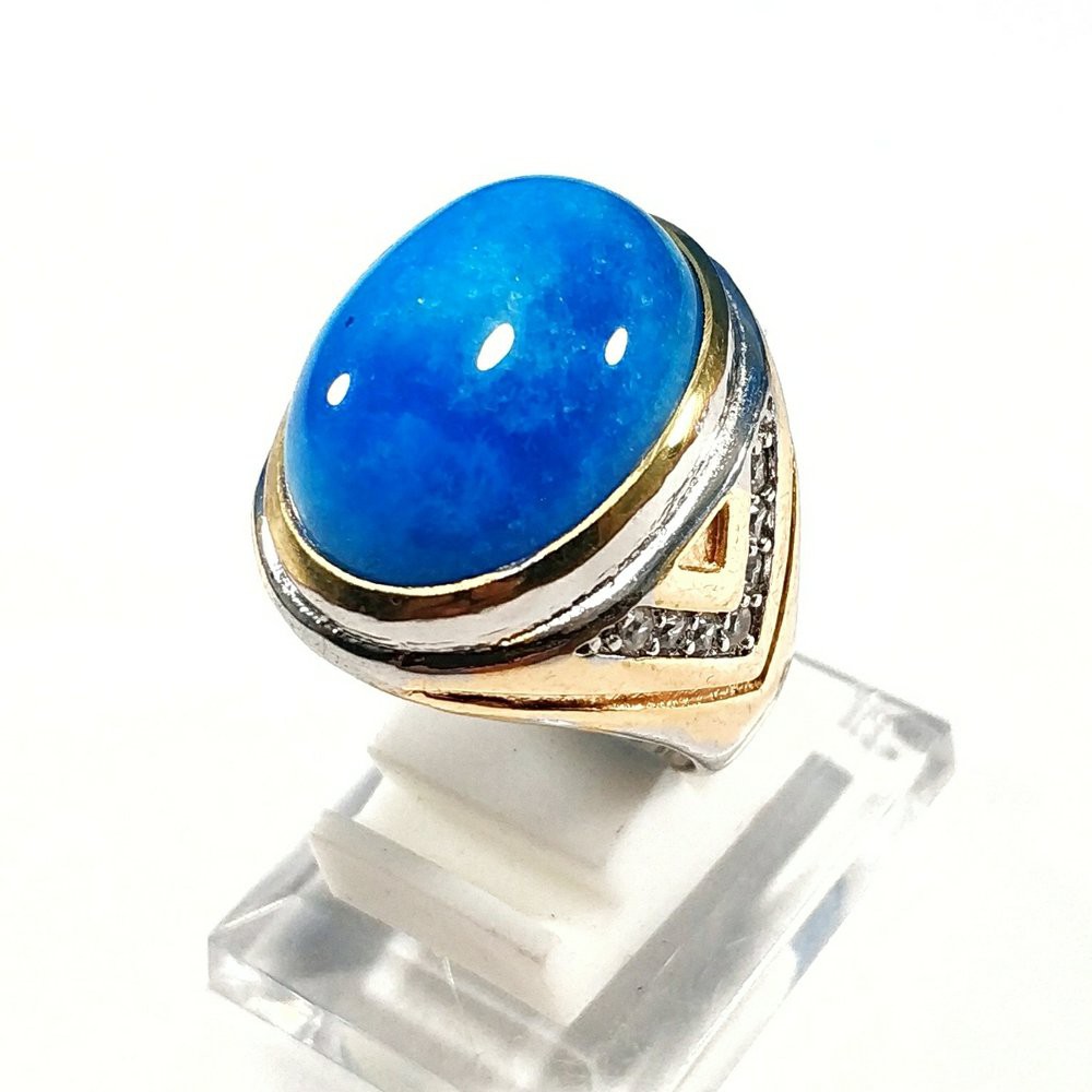 CINCIN BATU AKIK NATURAL BLUE AGATE CHALCEDONY