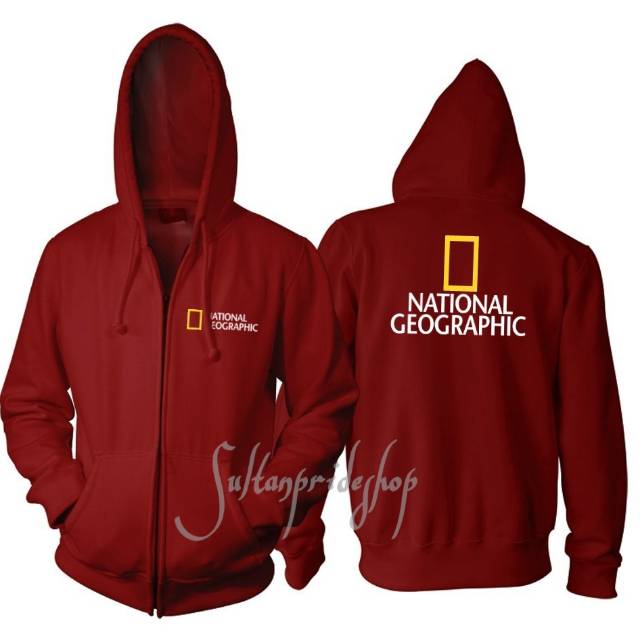 SWEATER ZIPPER JAKET NATIONAL GEOGRAPHIC INDONESIA, JAKET FLEECE PREMIUM NATIONAL GEOGRAPHIC MAROON