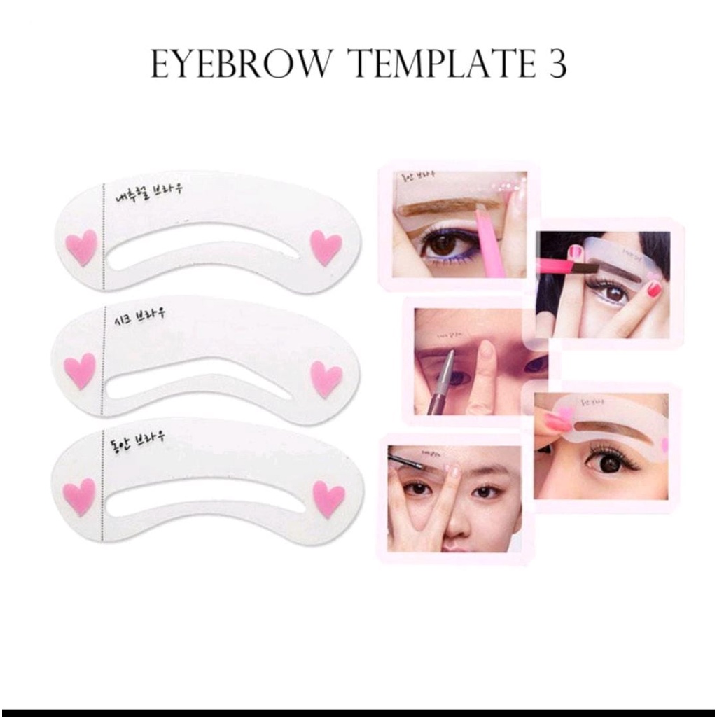 *galerybeautysemarang* Cetakan Alis 3 IN 1 Mini Eyebrow Template Kit 3in1 Pencetak Alis 3 Bentuk Alis