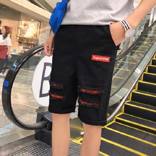 Celana Pendek Denim Casual Pria Model Sobek Bolong untuk Celana Pendek Denim Casual Pria Model Sobek Bolong untuk