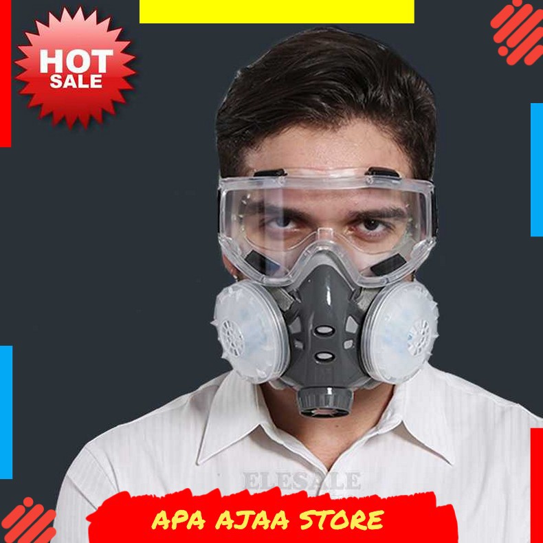 Terlariss !! SAFURANCE Masker Gas Respirator Anti-Dust Chemical Safety Glasses SF03