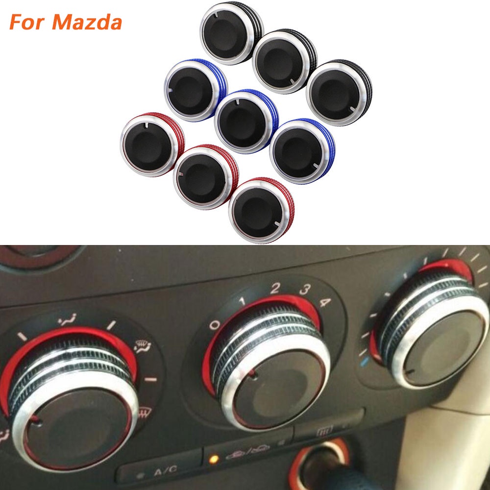 3pcs / set Knob Kontrol AC Mobil Bahan Aluminum Alloy Untuk Mazda 3 M3 2004-2013