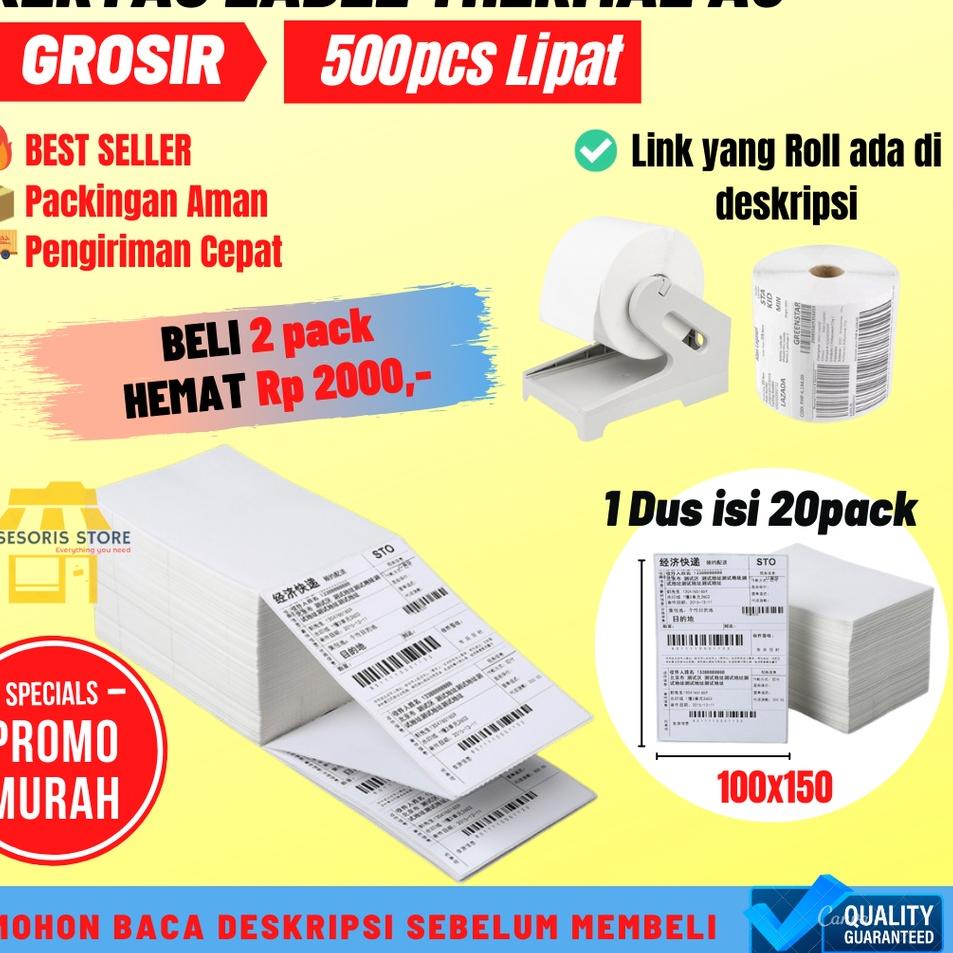 

Ready Diskon KERTAS THERMAL LABEL STICKER 350PCS 500PCS UKURAN AX150