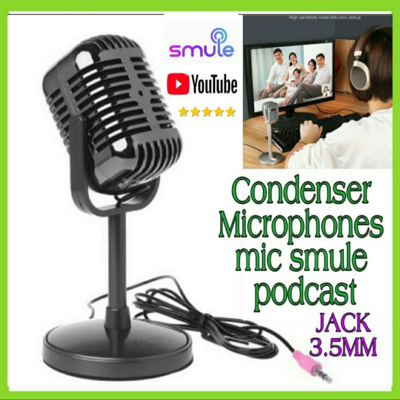 3R Microphone Studio Mic Smule Podcast Berbentuk klasik Jack 3.5mm