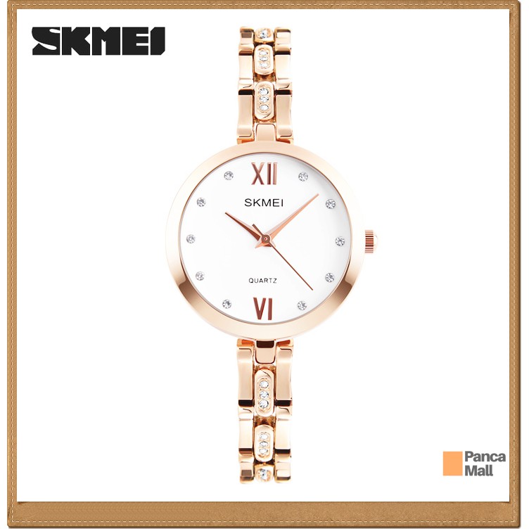 JAM WANITA Jam Tangan Wanita Original SKMEI 1225 Anti Air 30M - Rose Gold - Emas