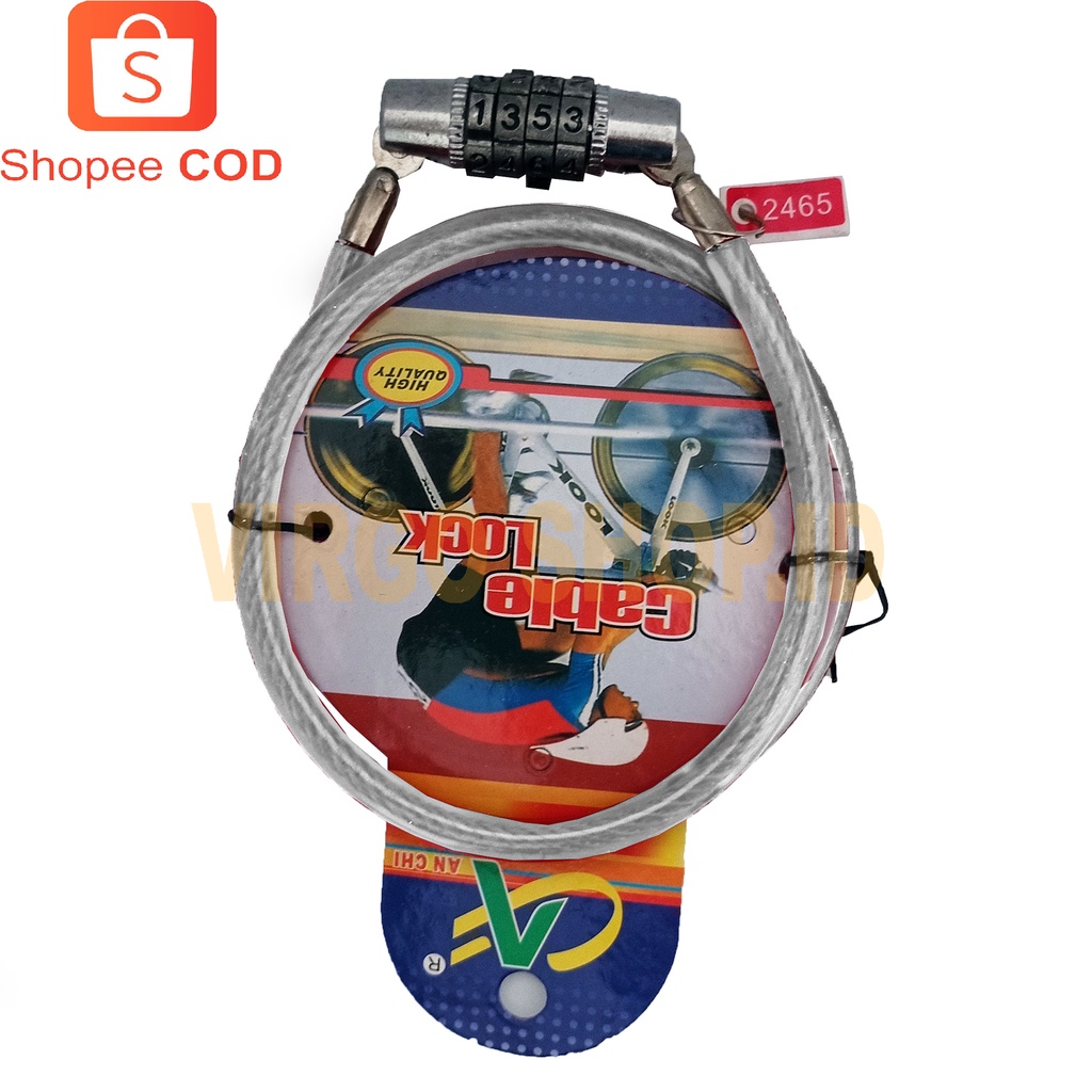 Cable Lock - Gembok Kabel Pin - Gombok Helm - Menggunakan KODE Kunci PIN / Gembok Sepeda / Gembok Helm / Gembok / Kunci Gembok / Kunci Gembok Motor / Kunci / Kunci Kunci / Kunci Helm / Kunci Gembok Sepeda-Putih