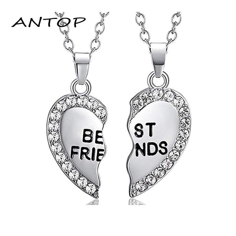 2pcs Kalung Couples Hip-Hop Pasangan/Sahabat Cinta Jahitan Kalung Rantai Klavikula Necklace ANTOP