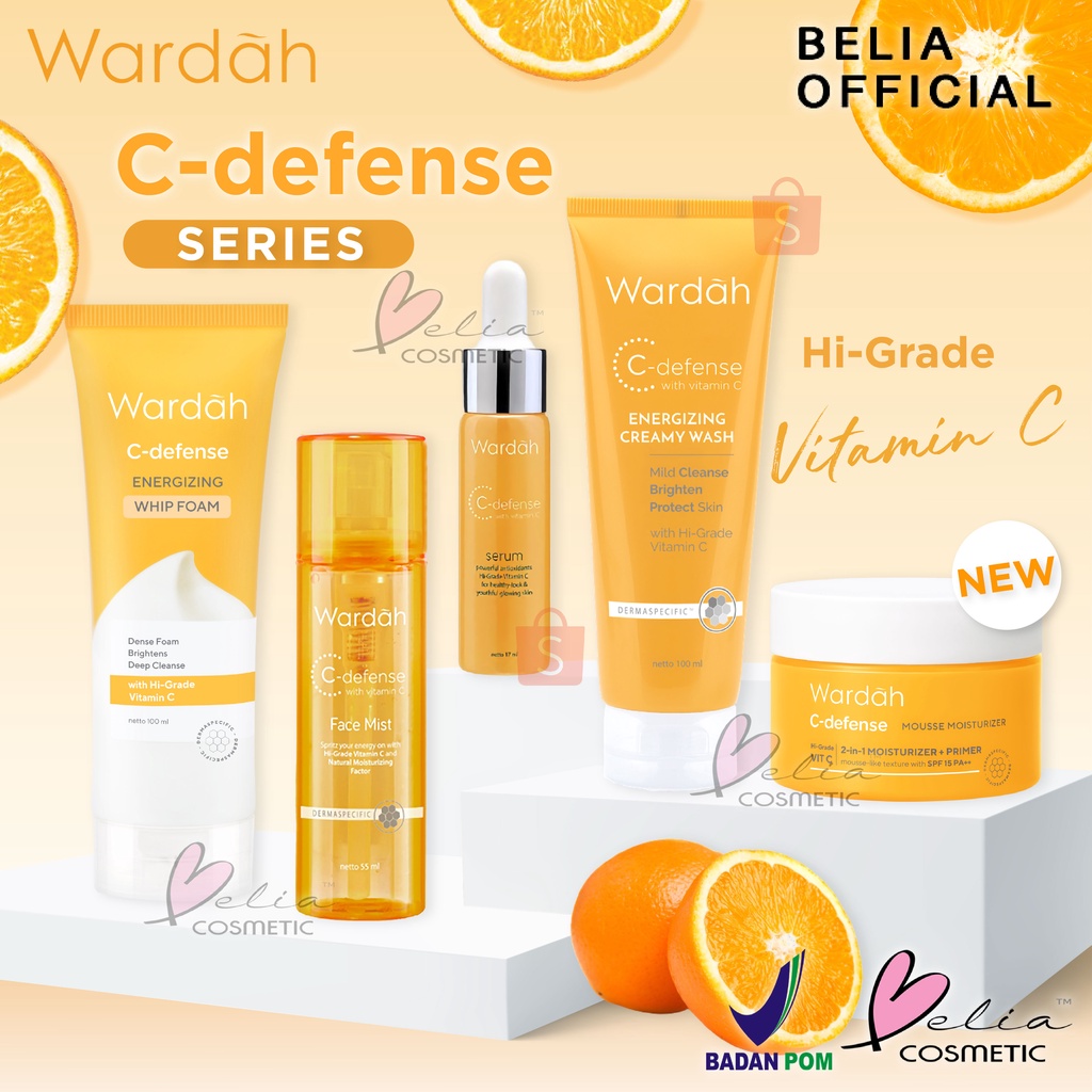 ❤ BELIA ❤ WARDAH C-Defense Series | C Defense Face Mist Creamy Wash Serum Waterclay Mask