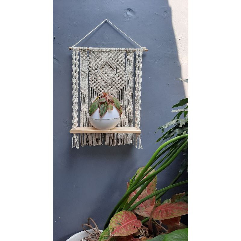 Floating Shelf Macrame/ Macrame Murah / Macrame Unik /Hiasan Dinding /Ambalan /Macrame Ambalan
