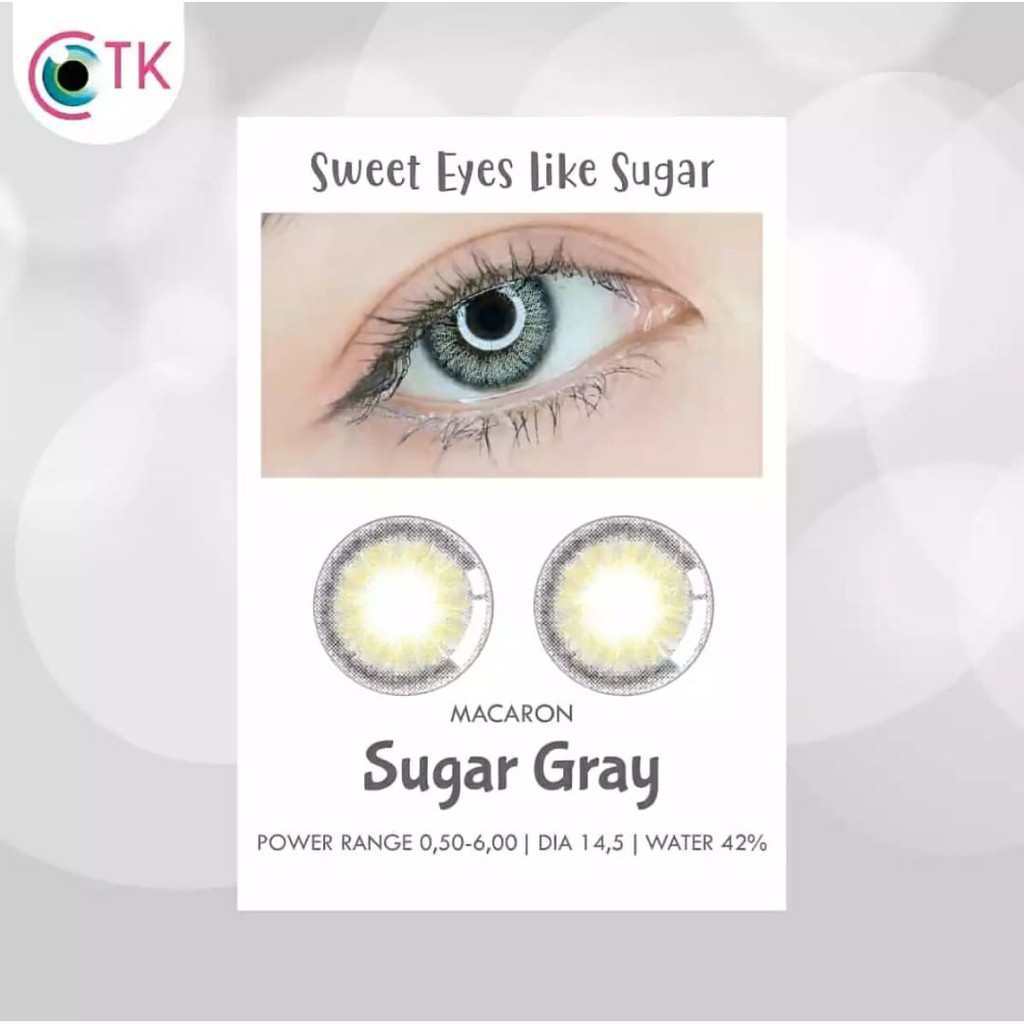 SOFTLENS MINUS DAN NORMAL SWEETY MACARON SUGAR GREY 14.5mm (0.00 sd -6.00) GRATIS TEMPAT SOFLEN