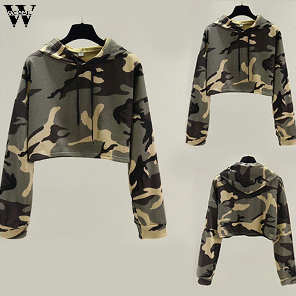 camo crop top hoodie