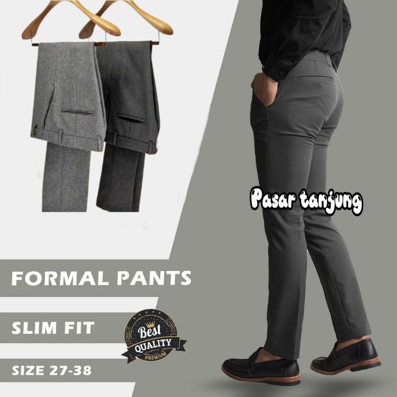 (COD) CELANA KANTOR PRIA SLIMFIT BAHAN WOOL BERKUALITAS