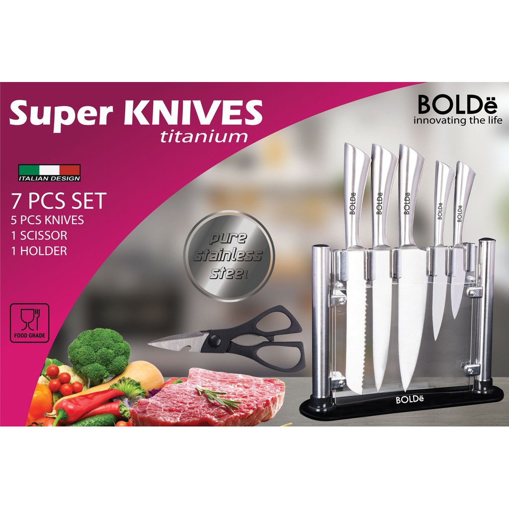 Super KNIVES TITANIUM 7pcs set Italian Design Original BOLDe