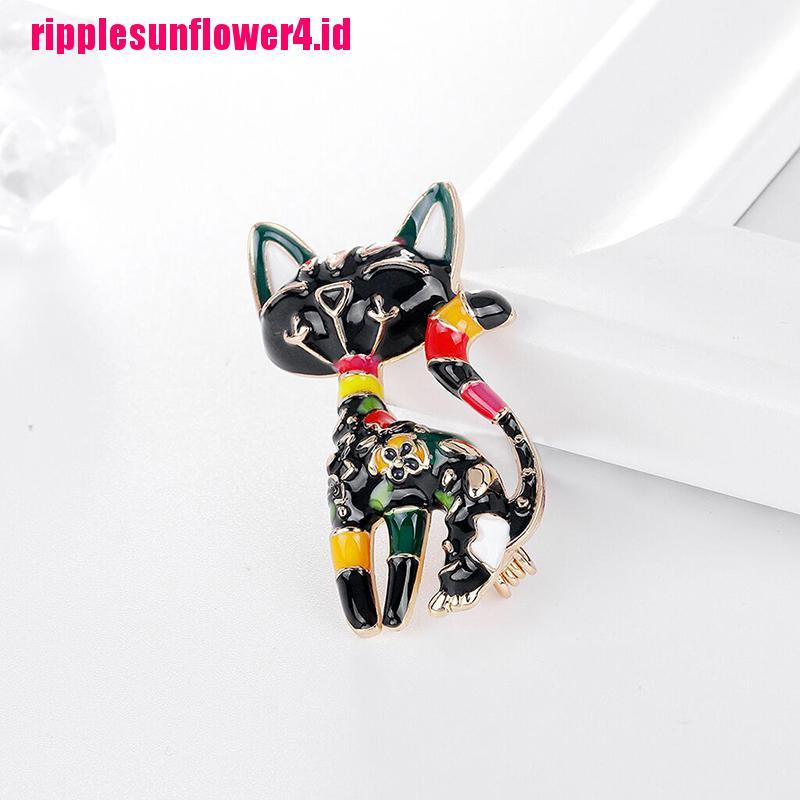 Pin Bros Enamel Bentuk Hewan Kucing Bunga Abstrak Warna-Warni Gaya China