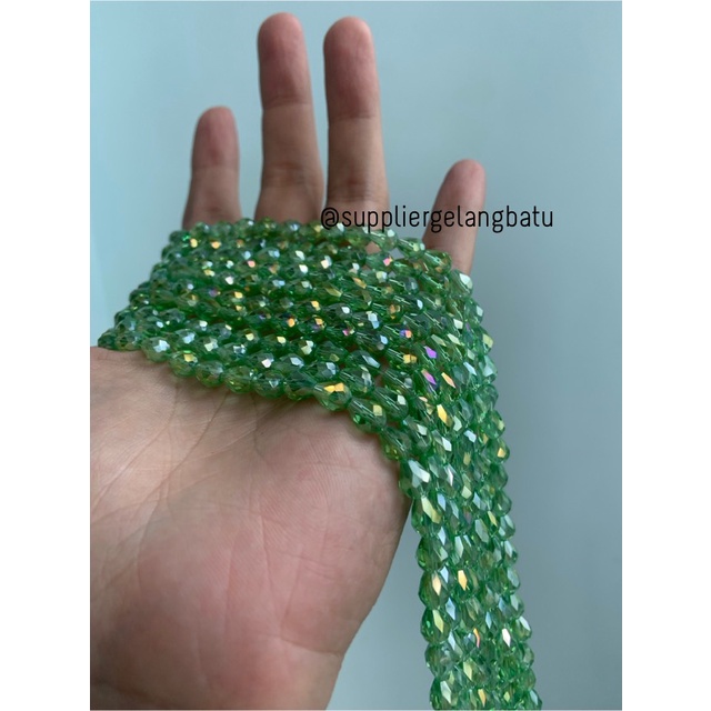 kristal Ceko tetes 10 x 6mm SOFT GREEN quartz bening bross PREMIUM