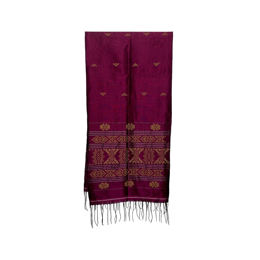 Sarung Tenun Sutra Hongkong Warna Ungu Mas Pekanbaru